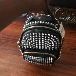 Black leather studded back pack bag